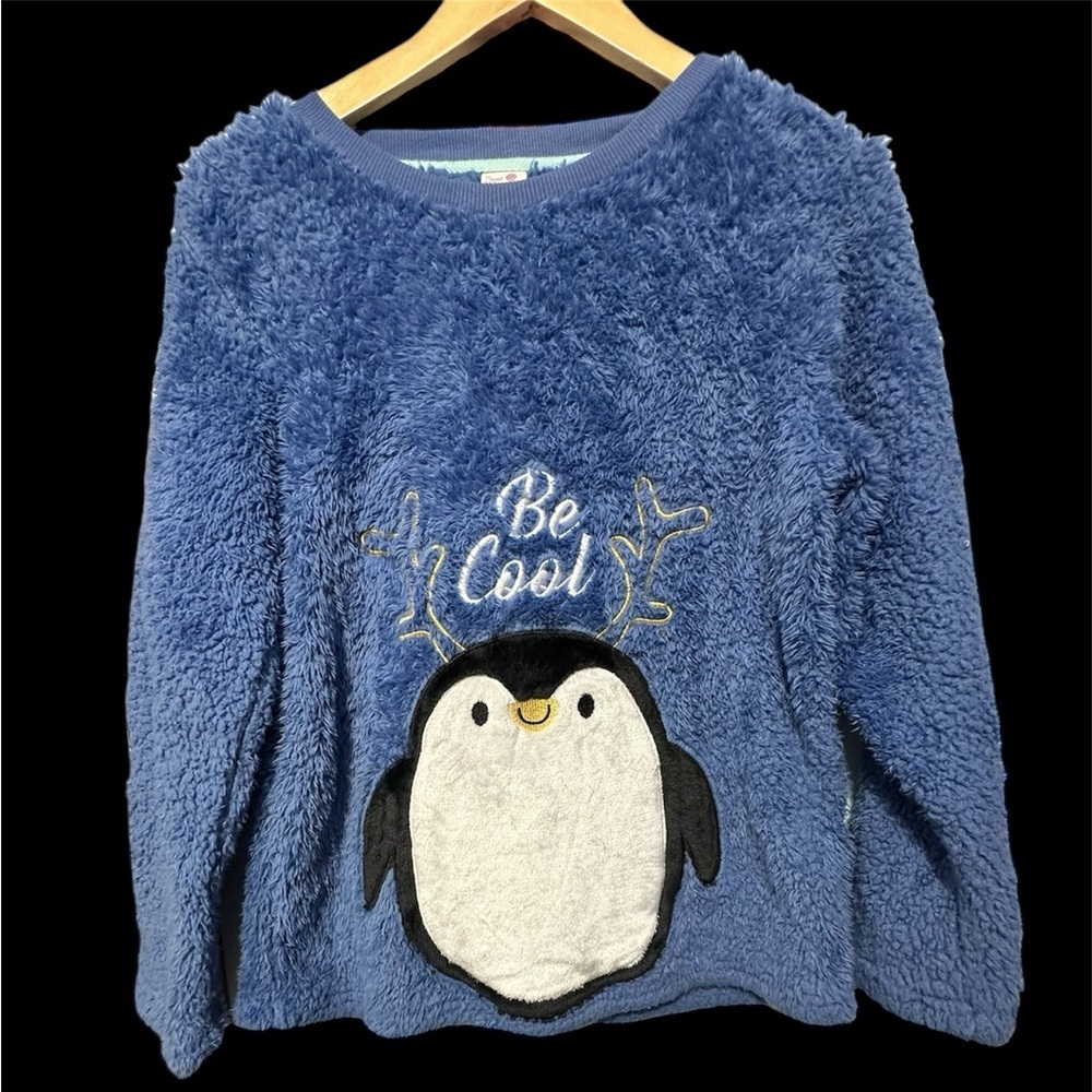 Secret Treasures Penguin Girls Fleece sweater size 8-10 “Be Cool” logo